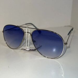 SILVER AVIATOR STYLE METAL FRAME SUNGLASSES SHADES 100% UV PROTECTIVE LENS Ombré